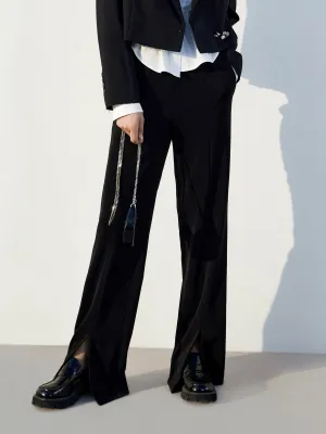 Front Slit Long Straight Leg Pants
