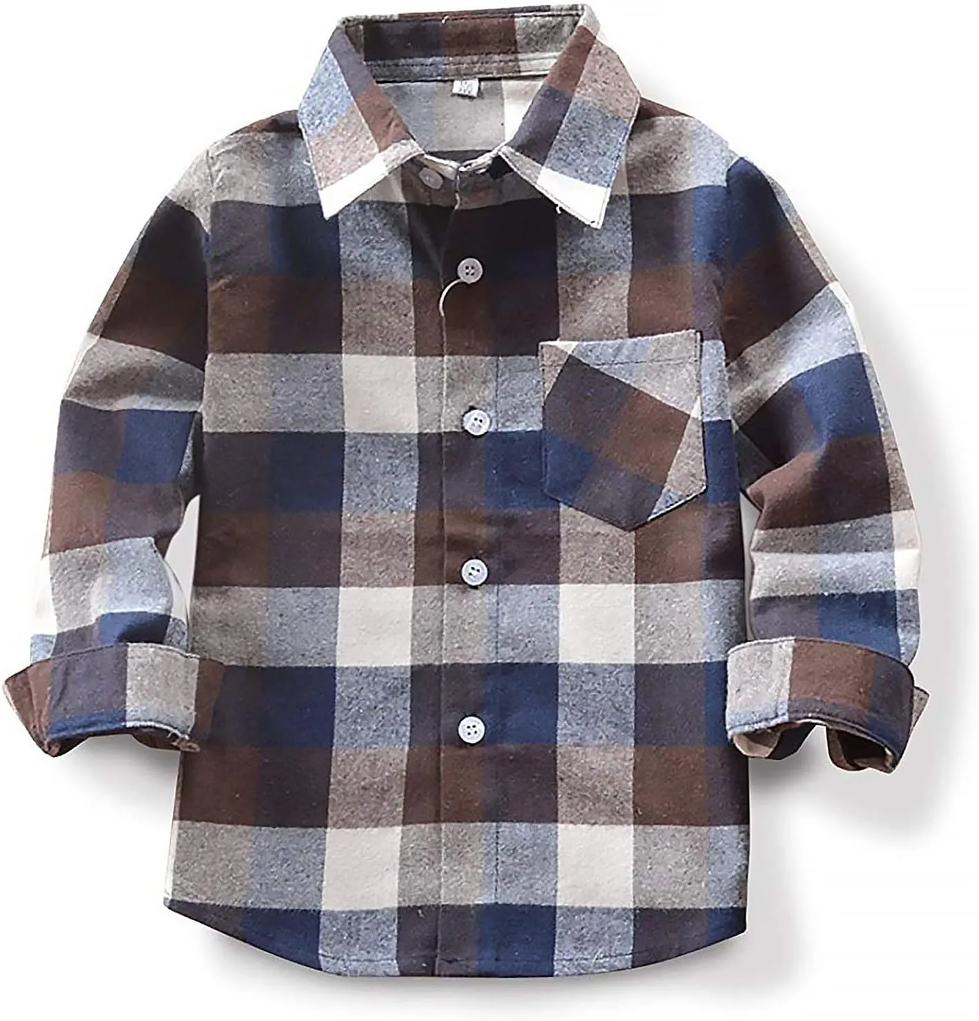 Fuermos Mens & Boys Plaid Flannel Button-Down Shirts Long Sleeve Family Matching Tops
