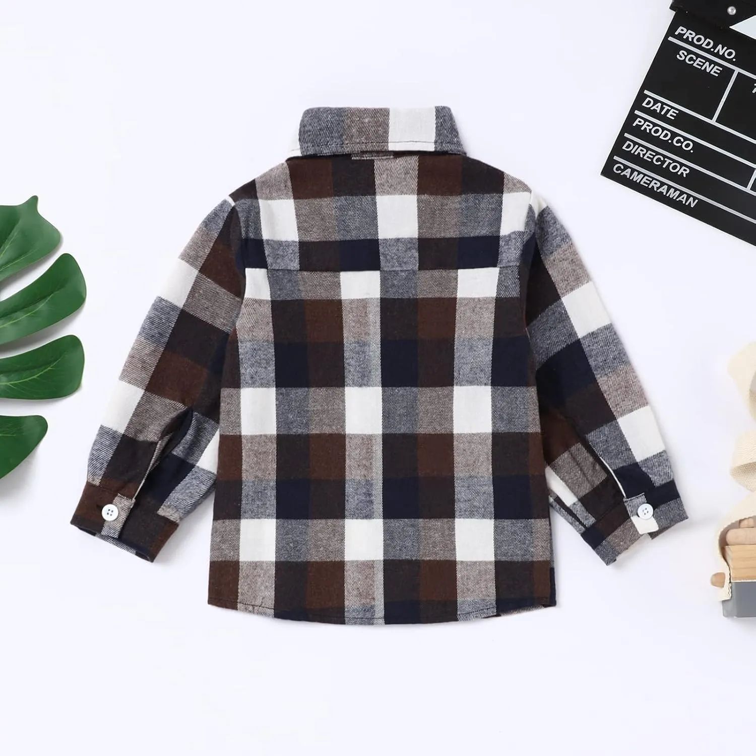 Fuermos Mens & Boys Plaid Flannel Button-Down Shirts Long Sleeve Family Matching Tops