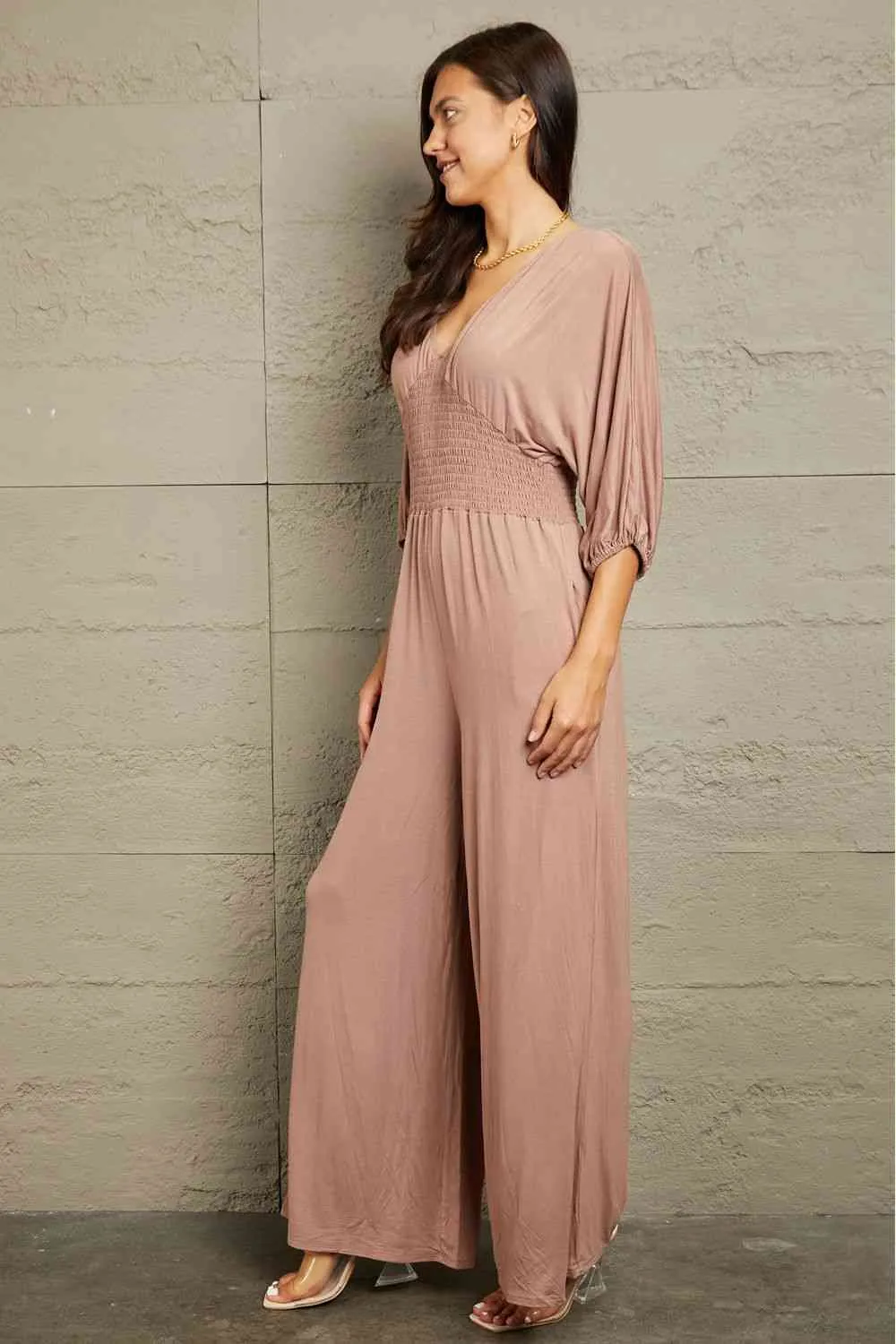 Full Size Smocking Waist Jumpsuit