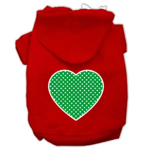 Green Swiss Dot Heart Screen Print Pet Hoodies Red Size XS (8)
