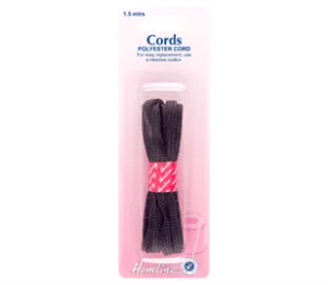 HEMLINE POLYESTER CORD 1.5M X 6MM BLACK
