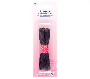 HEMLINE POLYESTER CORD 1.5M X 6MM BLACK
