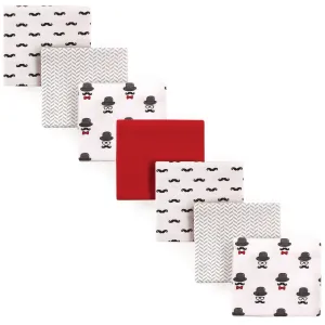 Hudson Baby Cotton Flannel Receiving Blankets Bundle, Mustache Hat