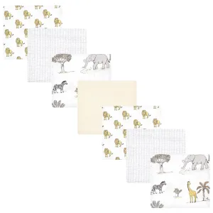 Hudson Baby Cotton Flannel Receiving Blankets Bundle, Neutral Safari World