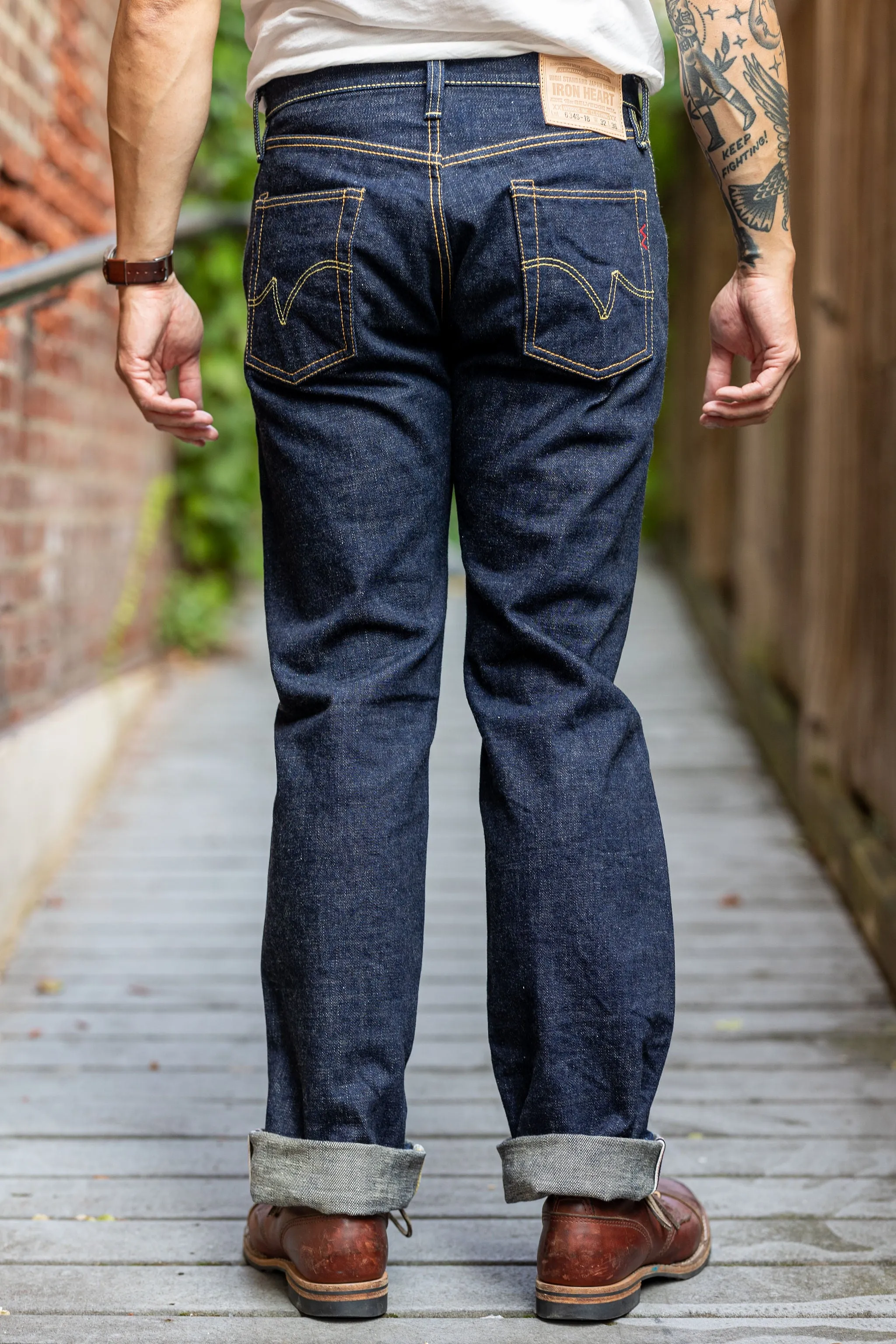 Iron Heart IH-634S-18 18oz Vintage Selvedge Denim Straight Cut Jeans - Indigo