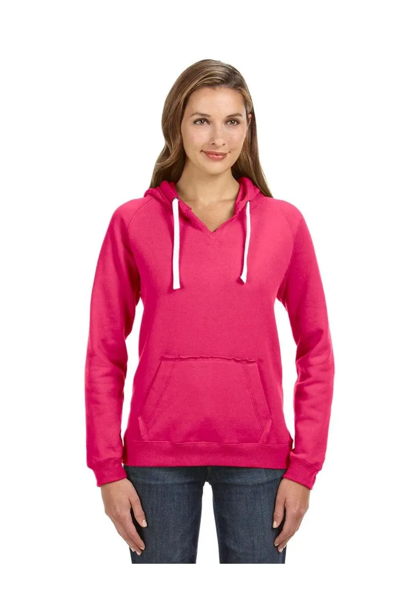J America JA8836: Ladies' Sydney Brushed V-Neck Hood