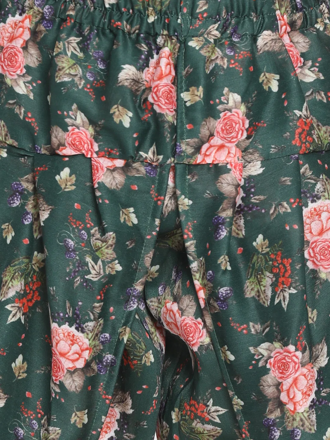 Jashvi Boy's Rose Pink Angrakha Kurta Floral Printed Dhoti Set