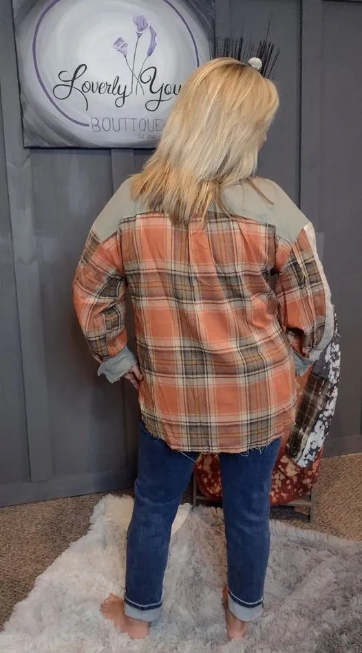 Jill. Color Block Plaid Flannel Shirt
