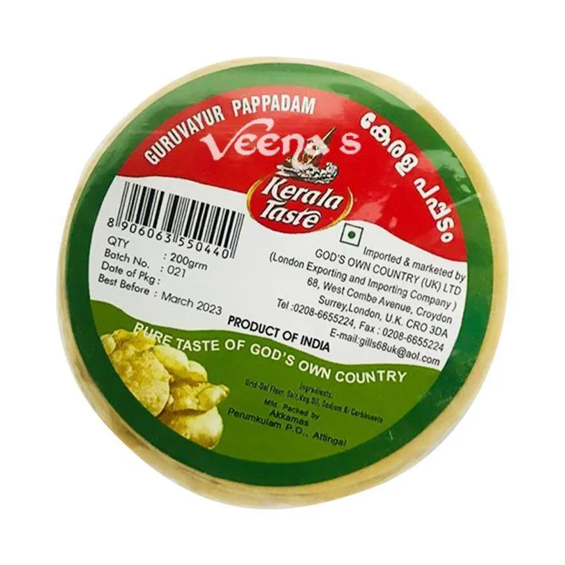 Kerala Taste Guruvayur Pappadam 200g