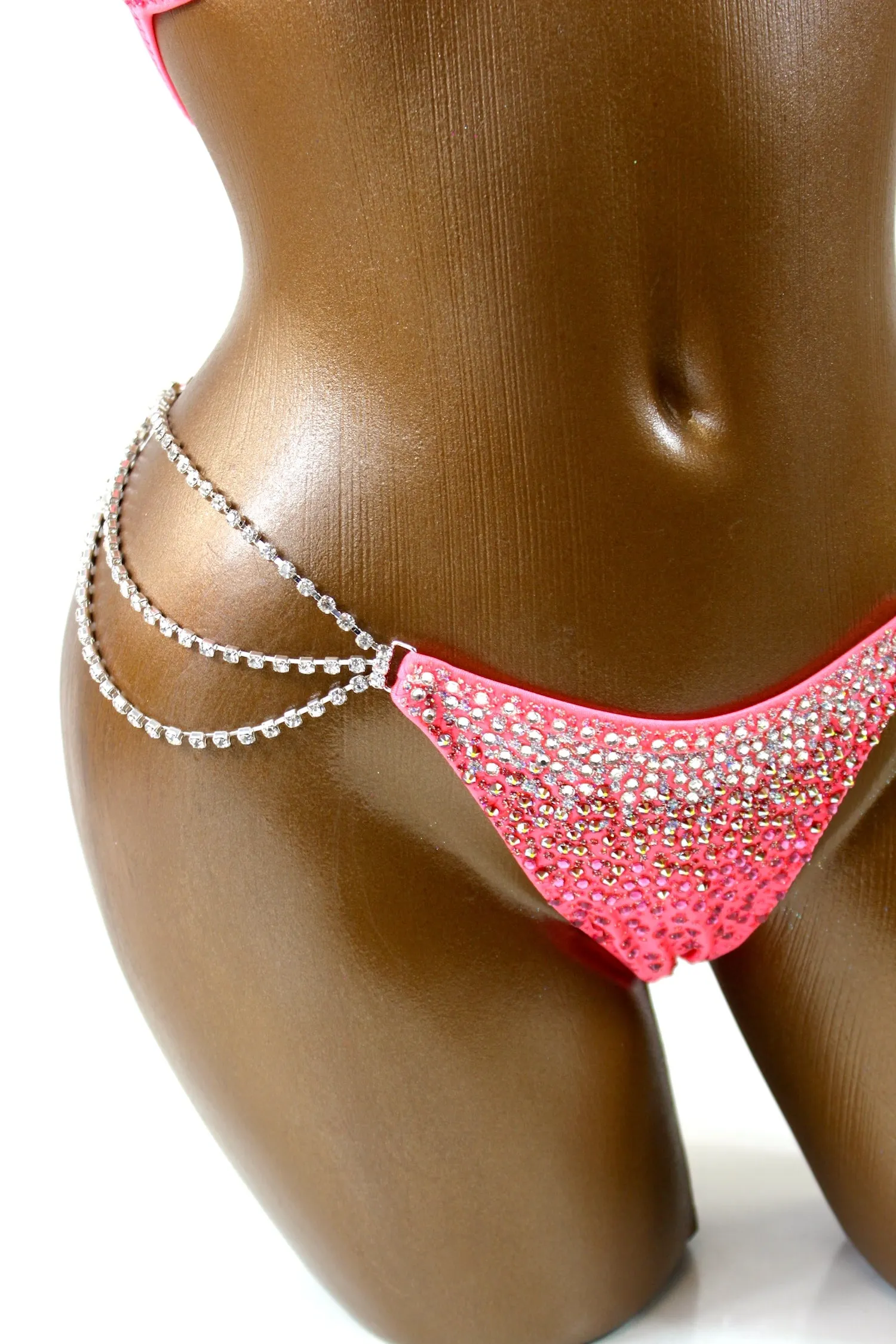 Light Coral Ombre Satin Spandex Bikini Suit