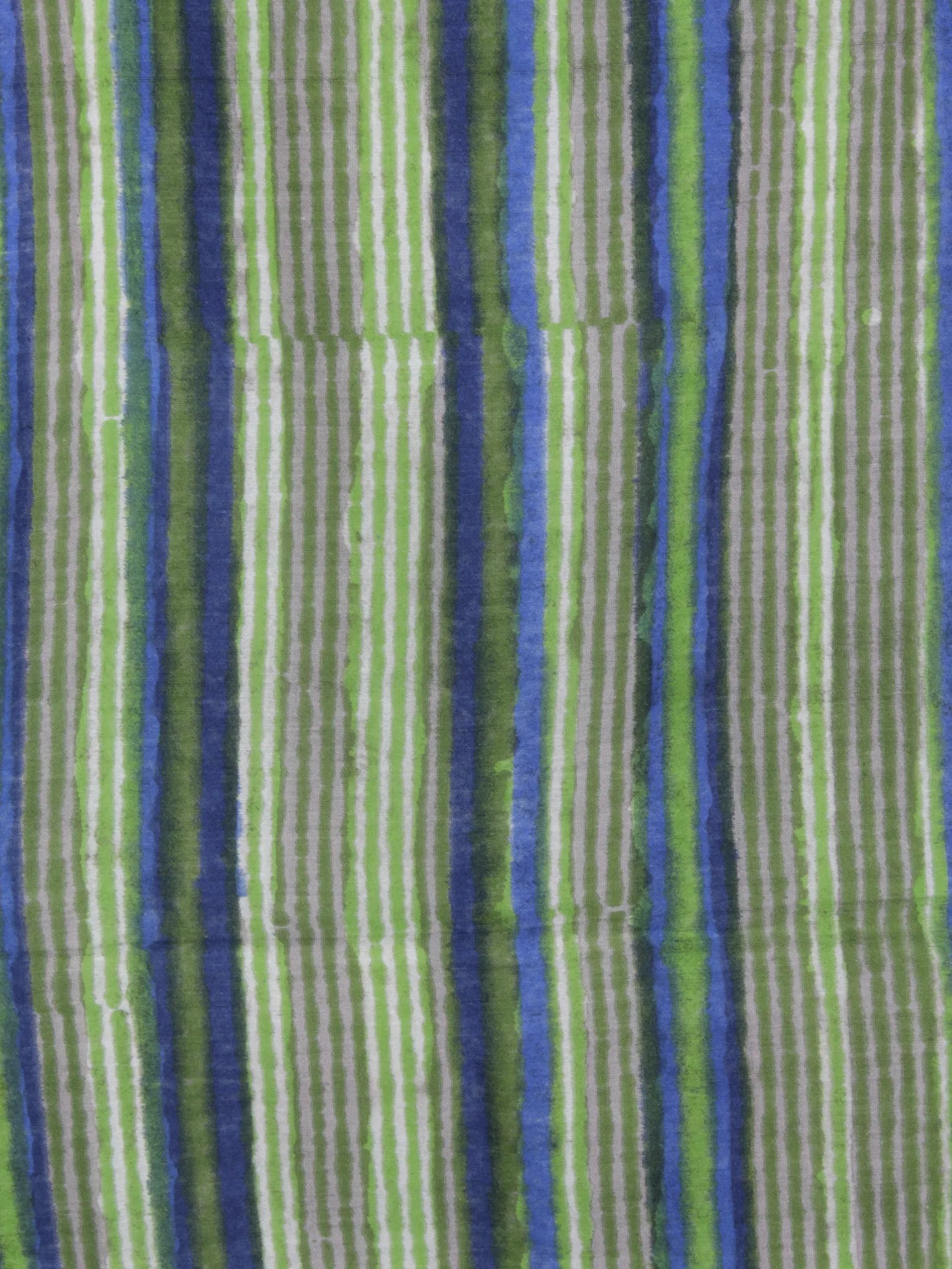 Lime Green Grey Ivory Blue Hand Block Printed Chanderi Silk Kurta & Chanderi Dupatta Fabric Set of 2 - S1628200