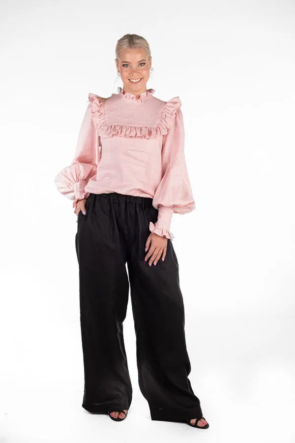 Linen Collection - LC13-4 Black Wide-Leg Linen Pants