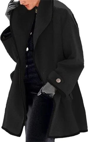 Maiyifu-GJ Womens Wool Blend Coat Single Breasted Trench Jackets with Hood Winter Casual Shawl Collar Overcoat Outerwear
