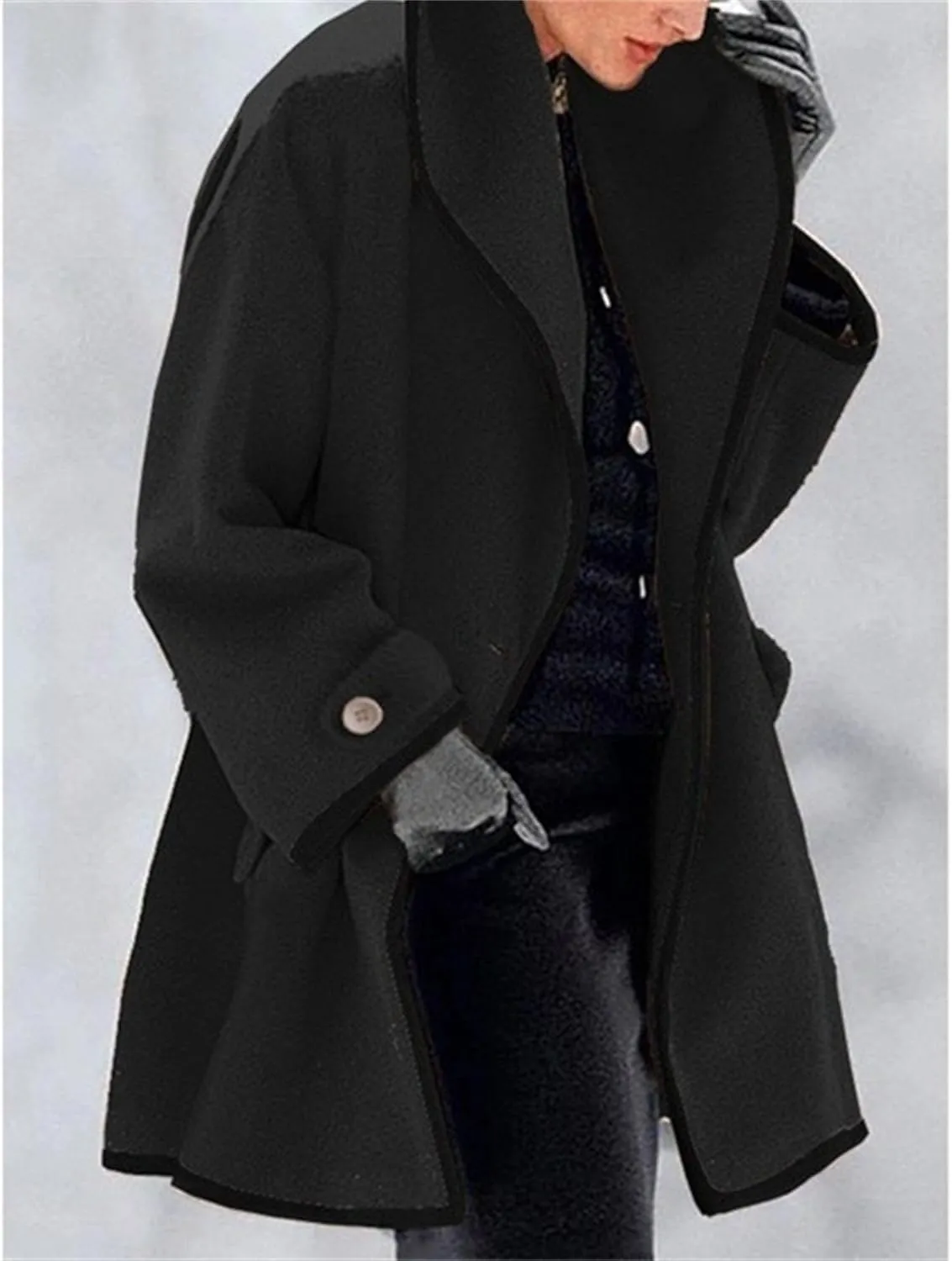 Maiyifu-GJ Womens Wool Blend Coat Single Breasted Trench Jackets with Hood Winter Casual Shawl Collar Overcoat Outerwear
