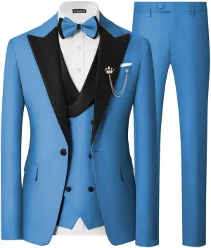 Mens 3 Piece Tuxedo Suit Slim Fit Wedding Prom Dinner Tuxedo for Men Double Breasted Suits Set with Bow Tie
