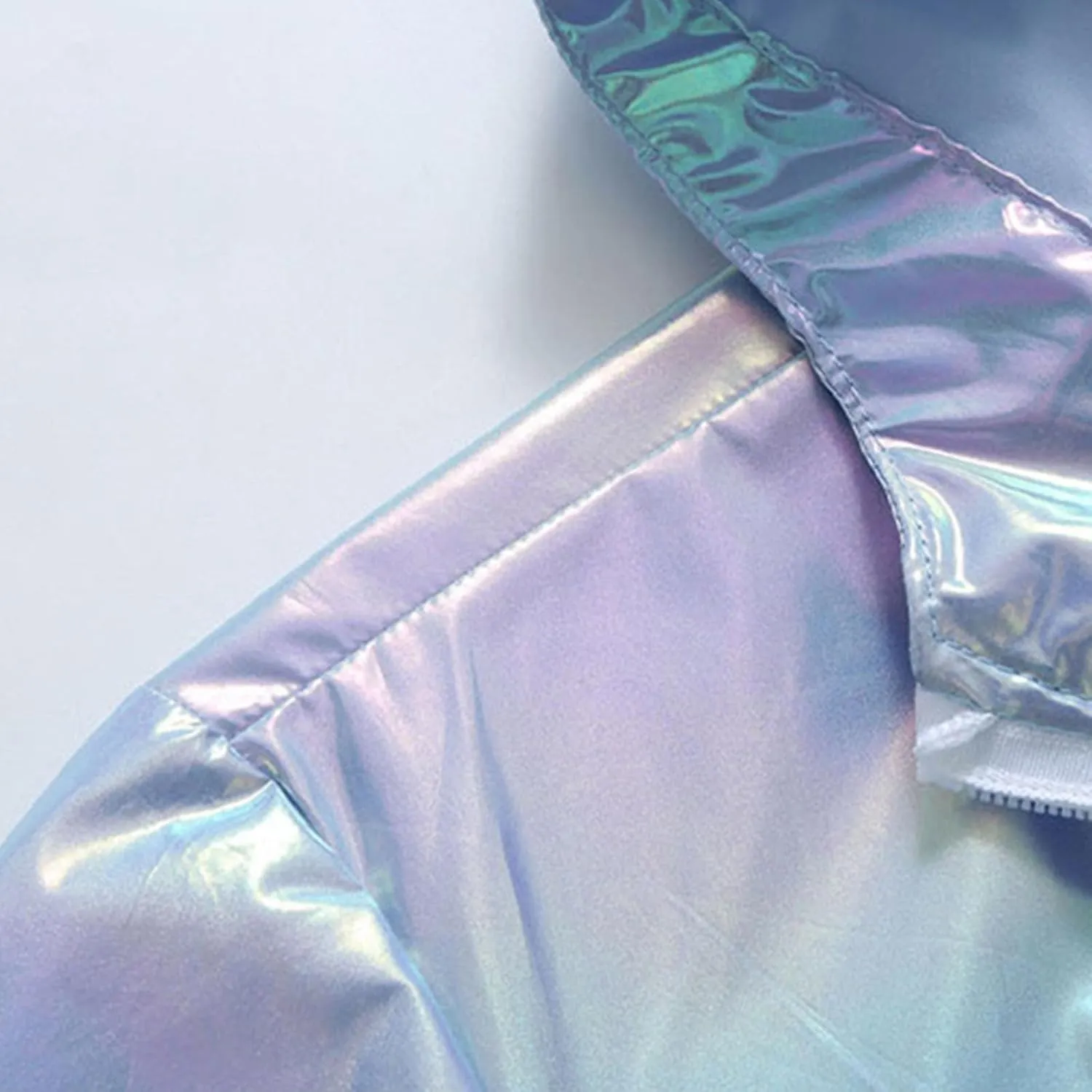 Mens Metallic Holographic Jackets Retro 70s Disco Christmas Party Hip Hop Futuristic Rave Zip Up Hoodie with Pocket