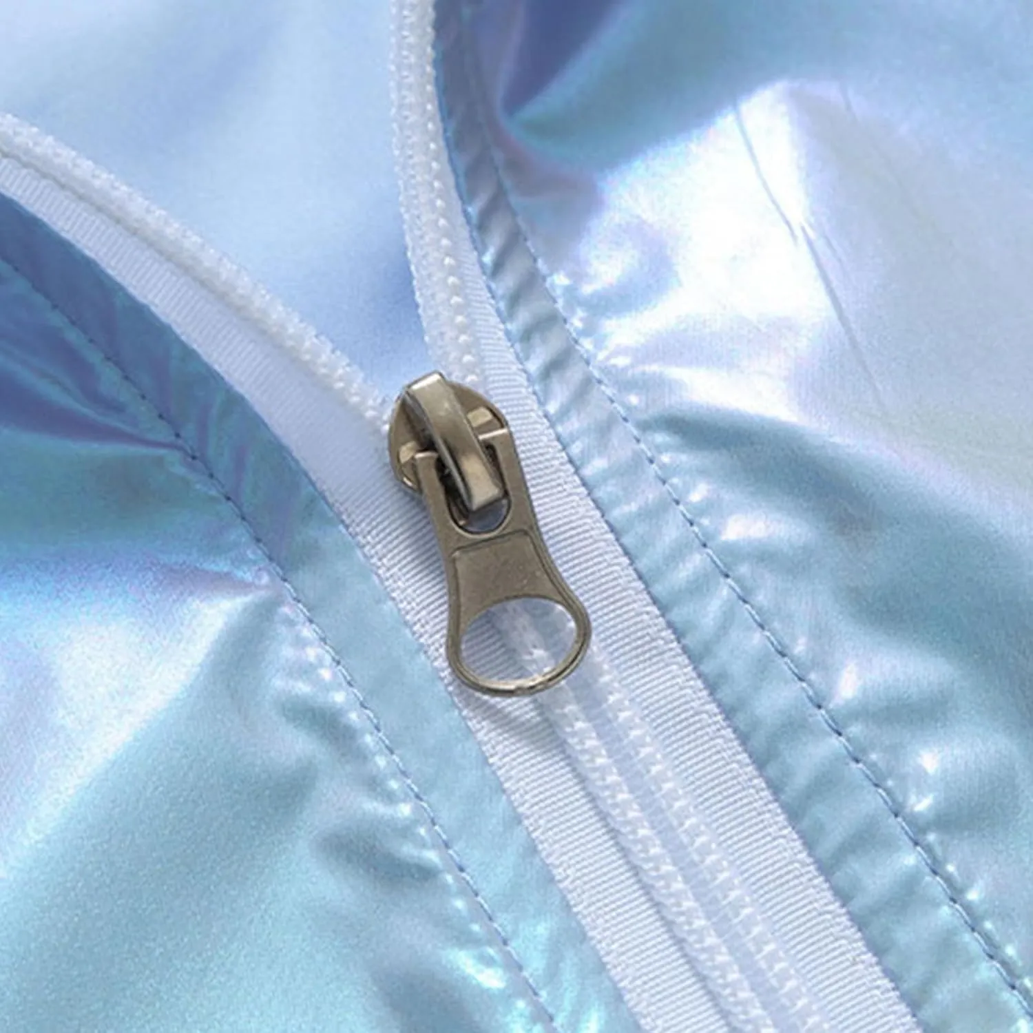 Mens Metallic Holographic Jackets Retro 70s Disco Christmas Party Hip Hop Futuristic Rave Zip Up Hoodie with Pocket