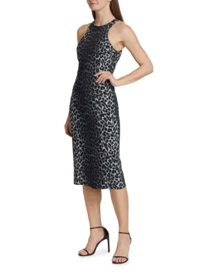 Michael Kors Collection Cheetah Print Sheath Dress in Graphite Multi