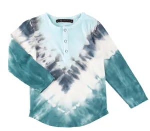 Miki Miette - Boys Buzz Tie Dye Henley in Surf