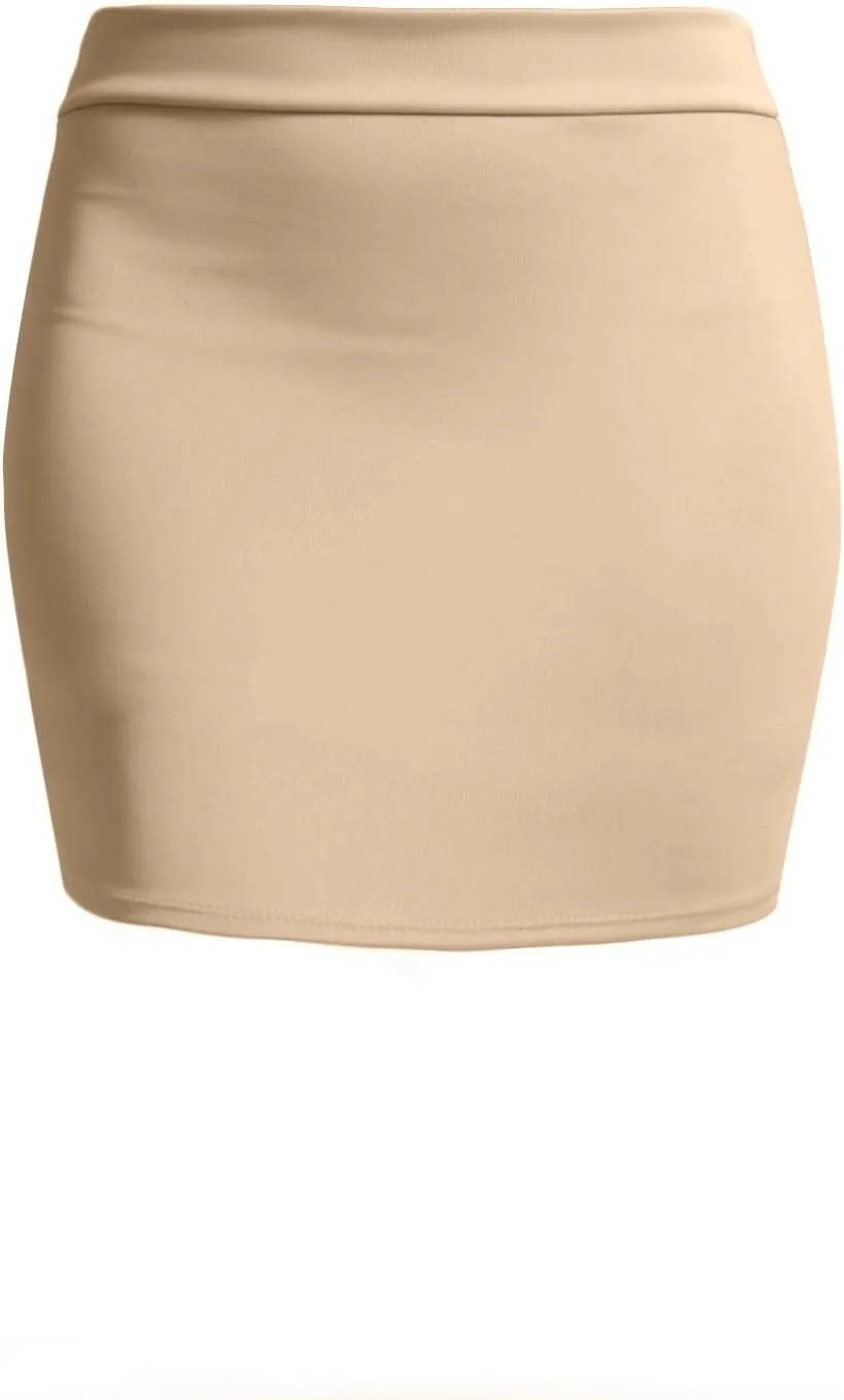 NE PEOPLE Women's Mini Skirt  Stretch Knit Bodycon Slim Fit Pencil Solid Skirts Made in USA