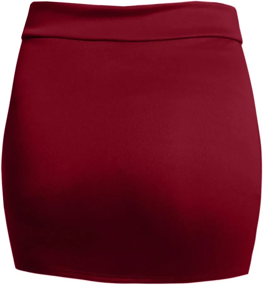 NE PEOPLE Women's Mini Skirt  Stretch Knit Bodycon Slim Fit Pencil Solid Skirts Made in USA