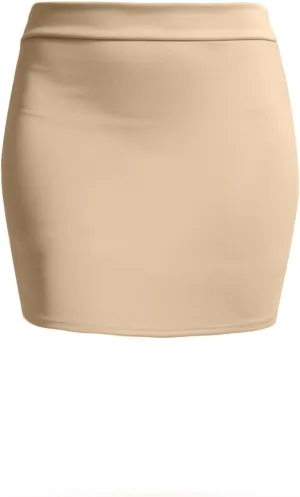 NE PEOPLE Women's Mini Skirt  Stretch Knit Bodycon Slim Fit Pencil Solid Skirts Made in USA