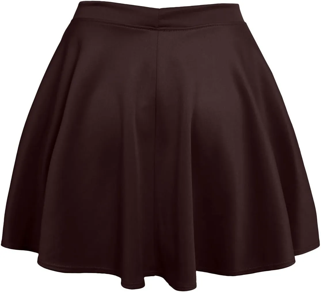 NE PEOPLE Womens Skater Skirt  Stretch Elastic Waist Casual Mini Flared Swing Pleated Skirts Made in USA S-3XL