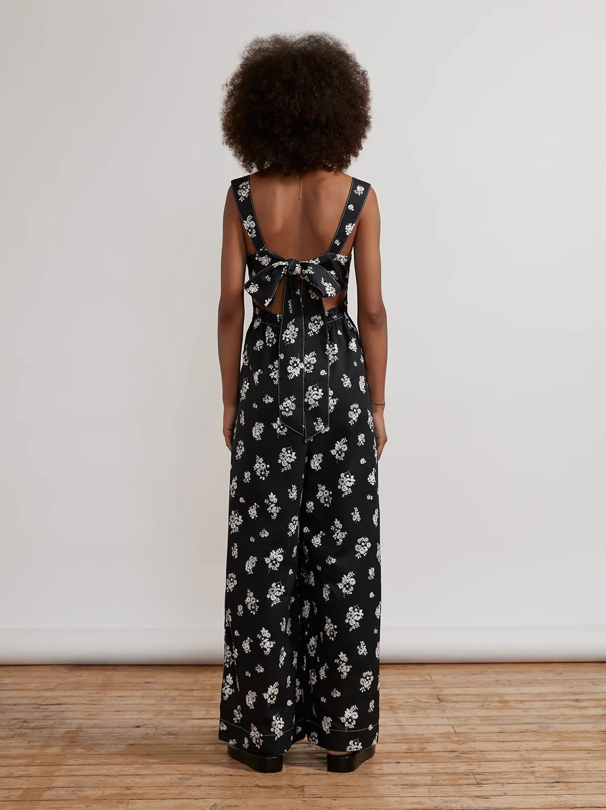 Octavia Black Mono Floral Sleeveless Jumpsuit