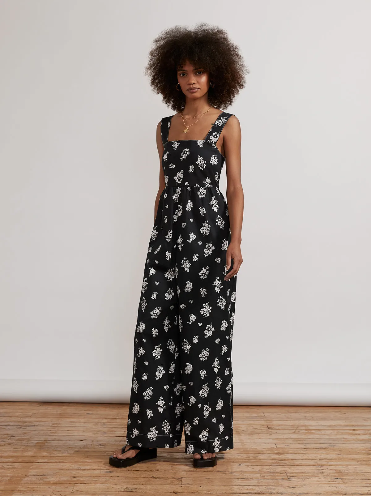 Octavia Black Mono Floral Sleeveless Jumpsuit