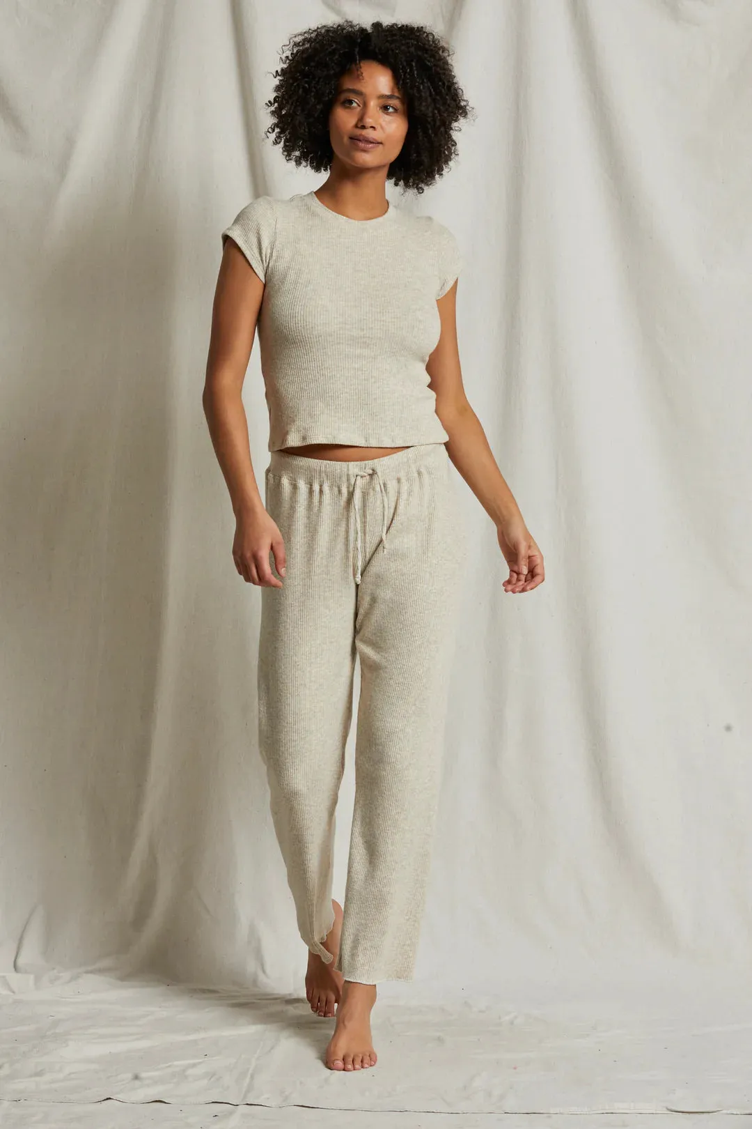 Perfect White Tee - Leann Sweater Rib Jogger (heather oatmeal)