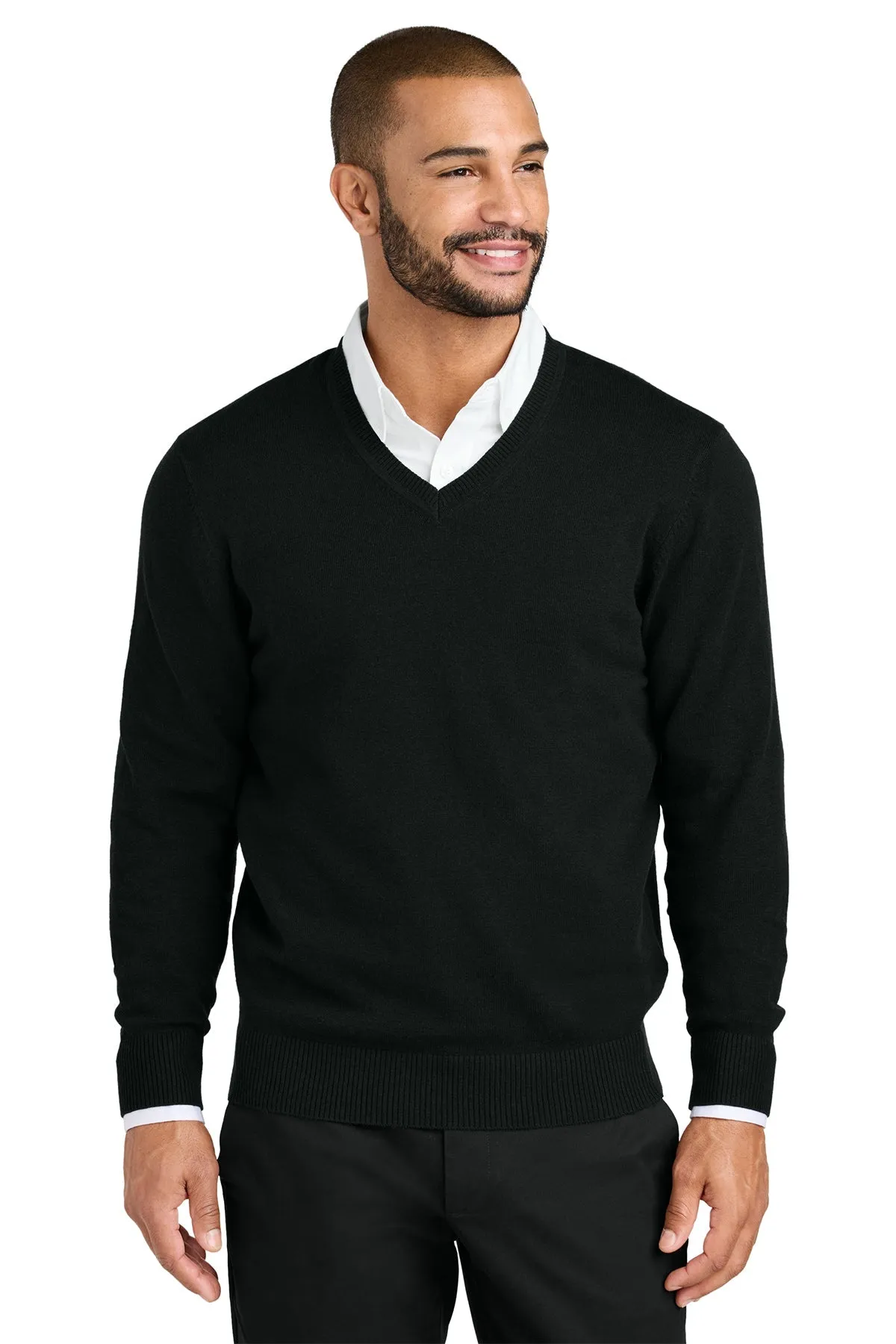 Port Authority Easy Care V-Neck Custom Sweaters, Deep Black