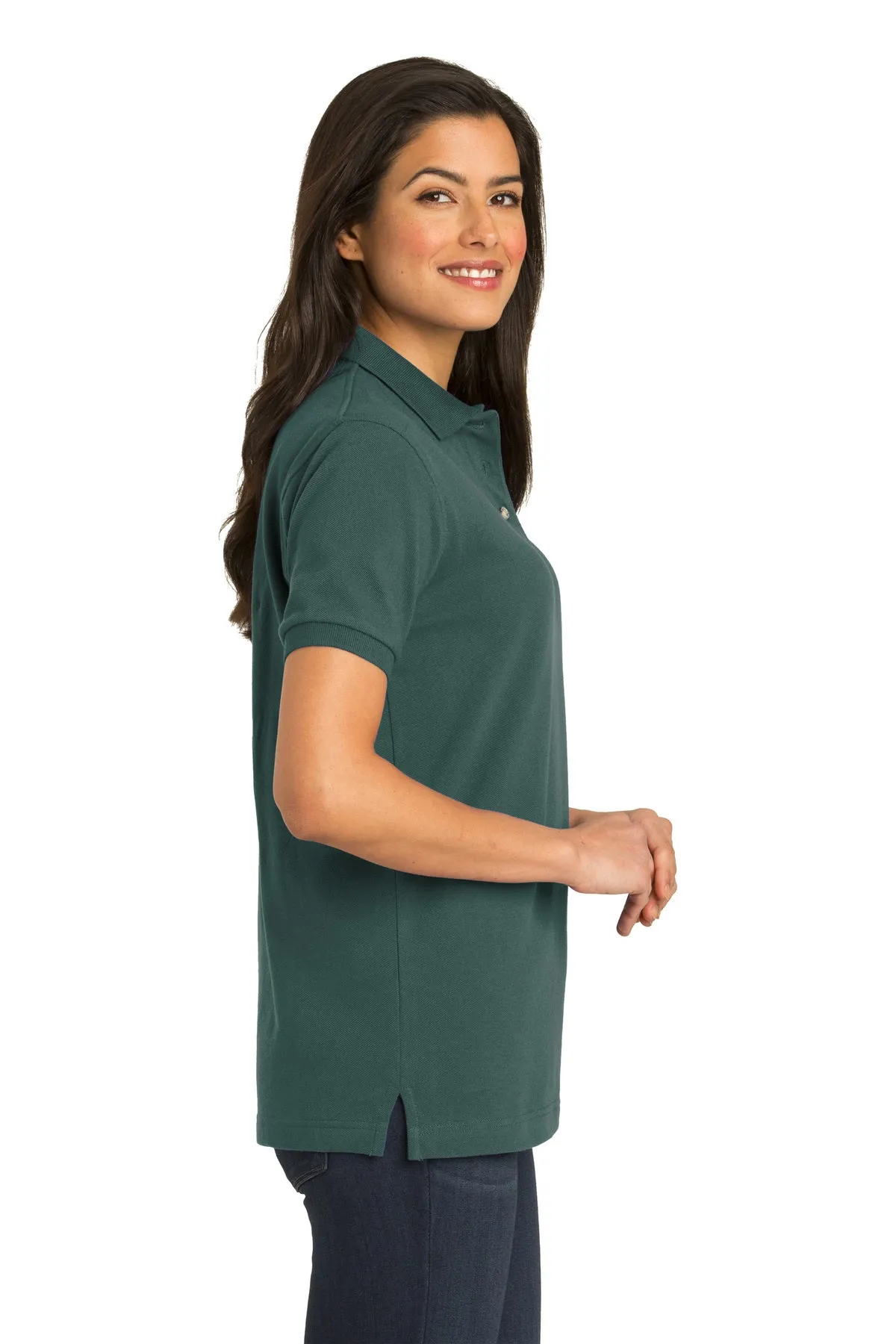 Port Authority Ladies Heavyweight Customized Cotton Pique Polos, Dark Green