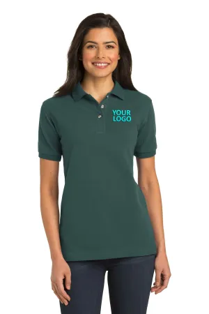 Port Authority Ladies Heavyweight Customized Cotton Pique Polos, Dark Green