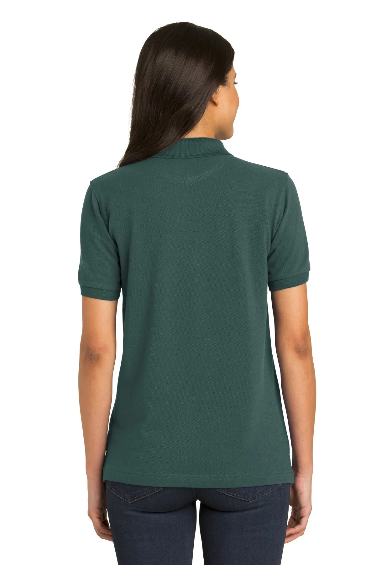 Port Authority Ladies Heavyweight Customized Cotton Pique Polos, Dark Green