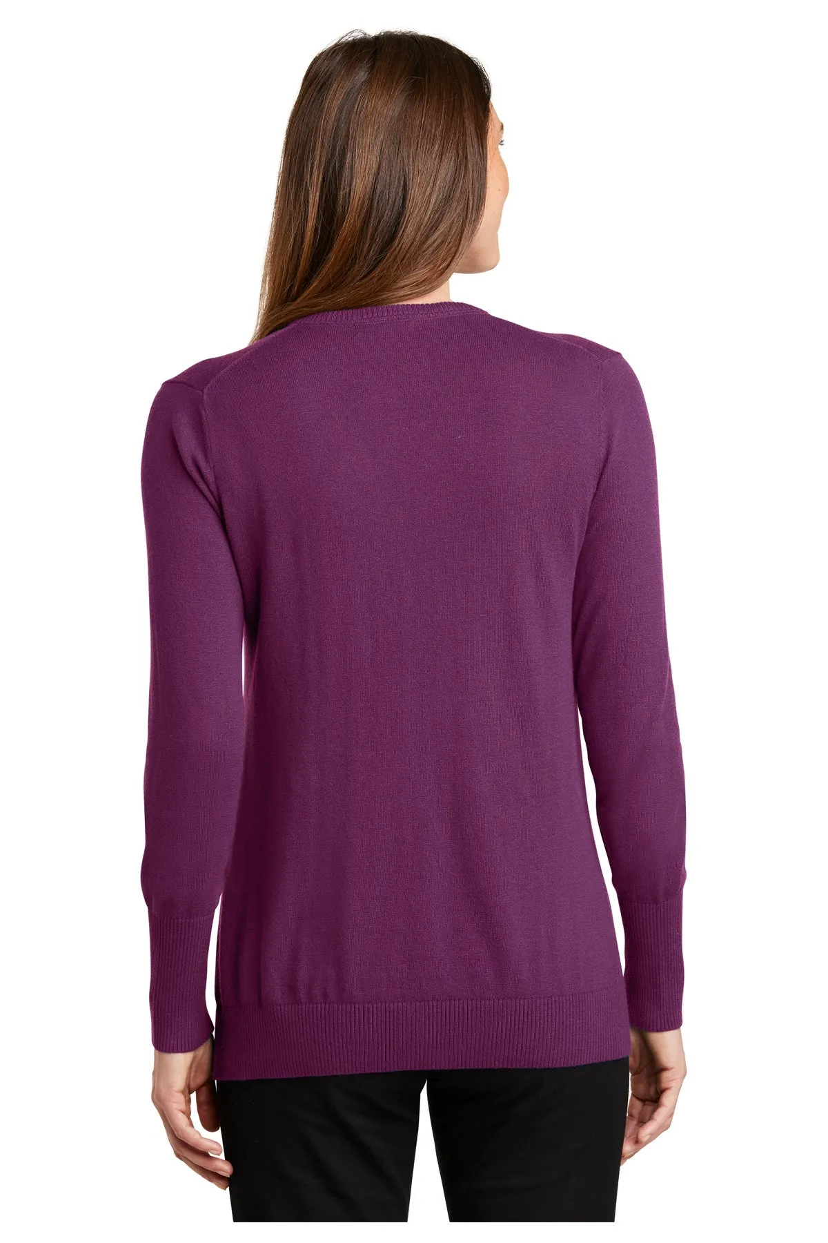 Port Authority Ladies V-Neck Customized Sweaters, Deep Berry