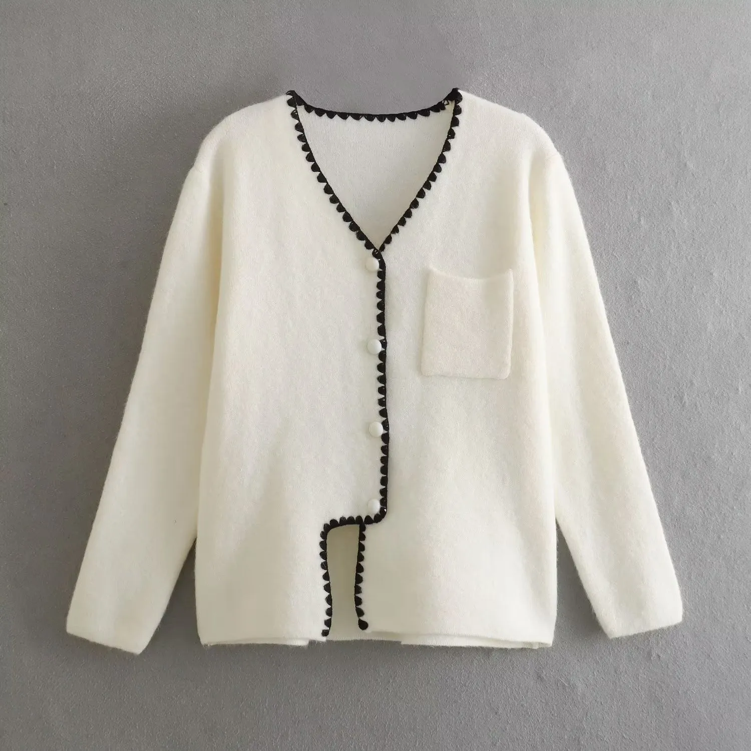 Pre Order:  Stitched Edge Accent Knit Sweater