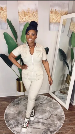 Precious Cargo Beige Jumpsuit (Sm-3x)