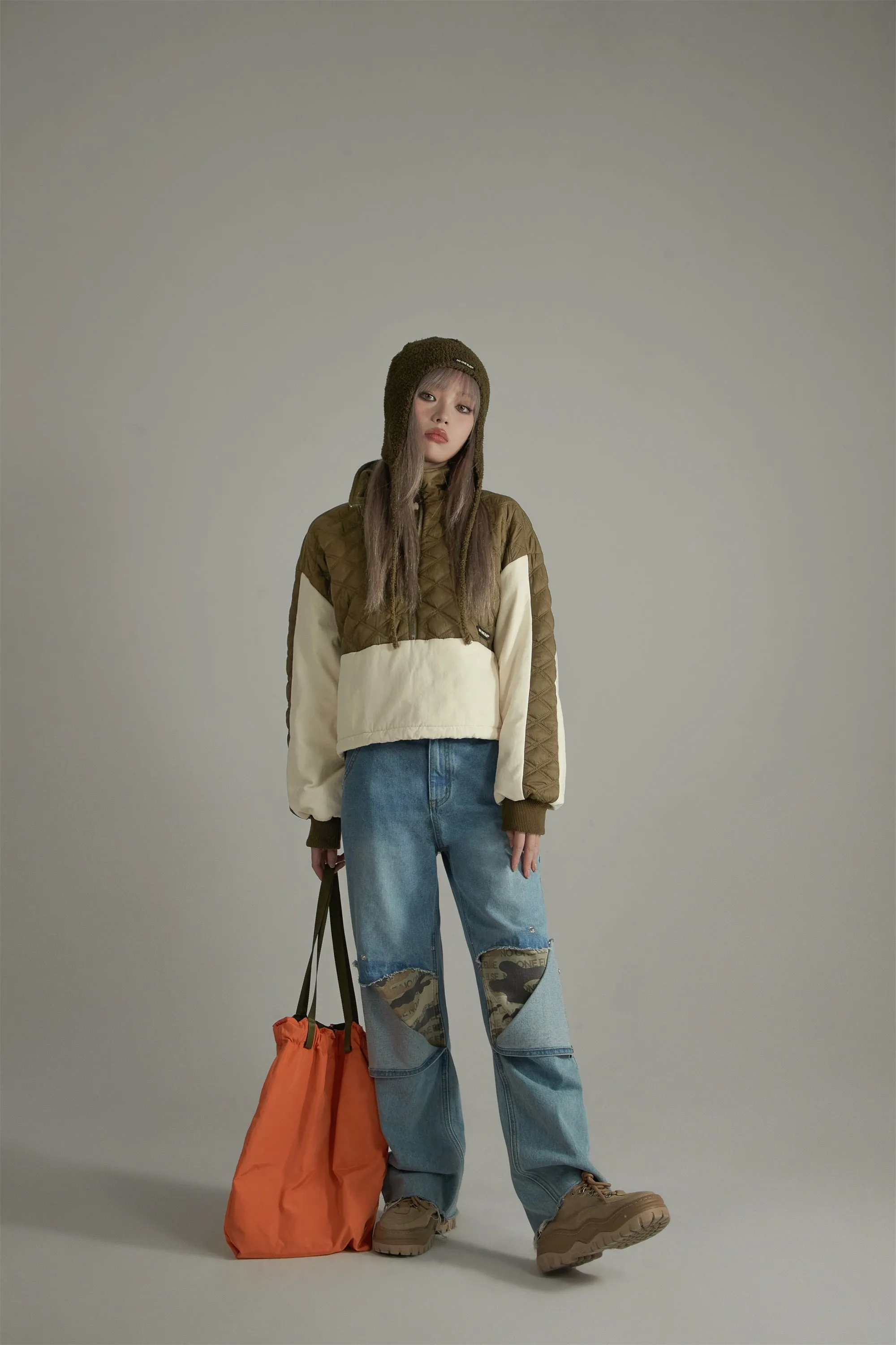 Quilt Padded Half Zip-Up Anorak