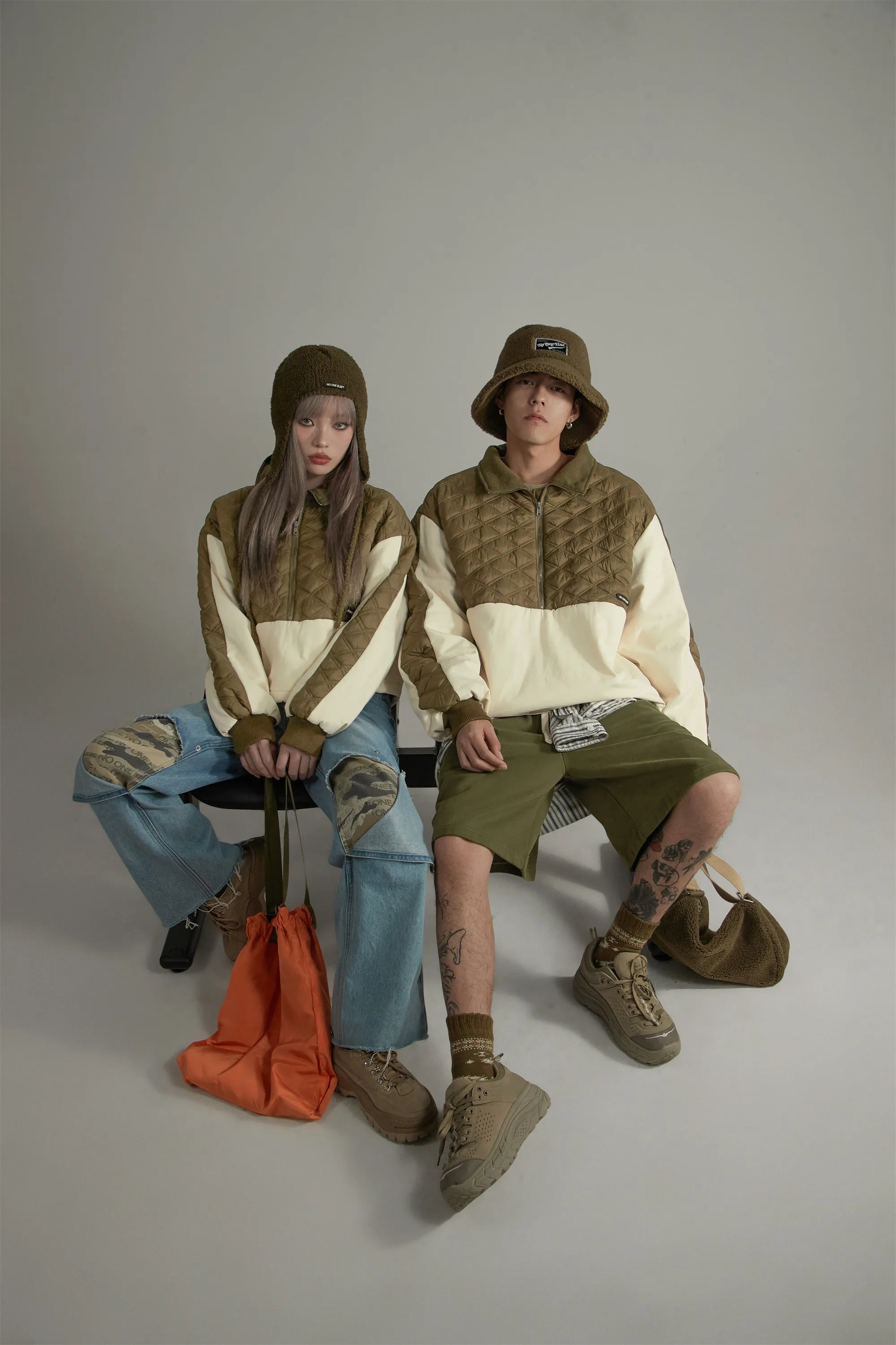 Quilt Padded Half Zip-Up Anorak