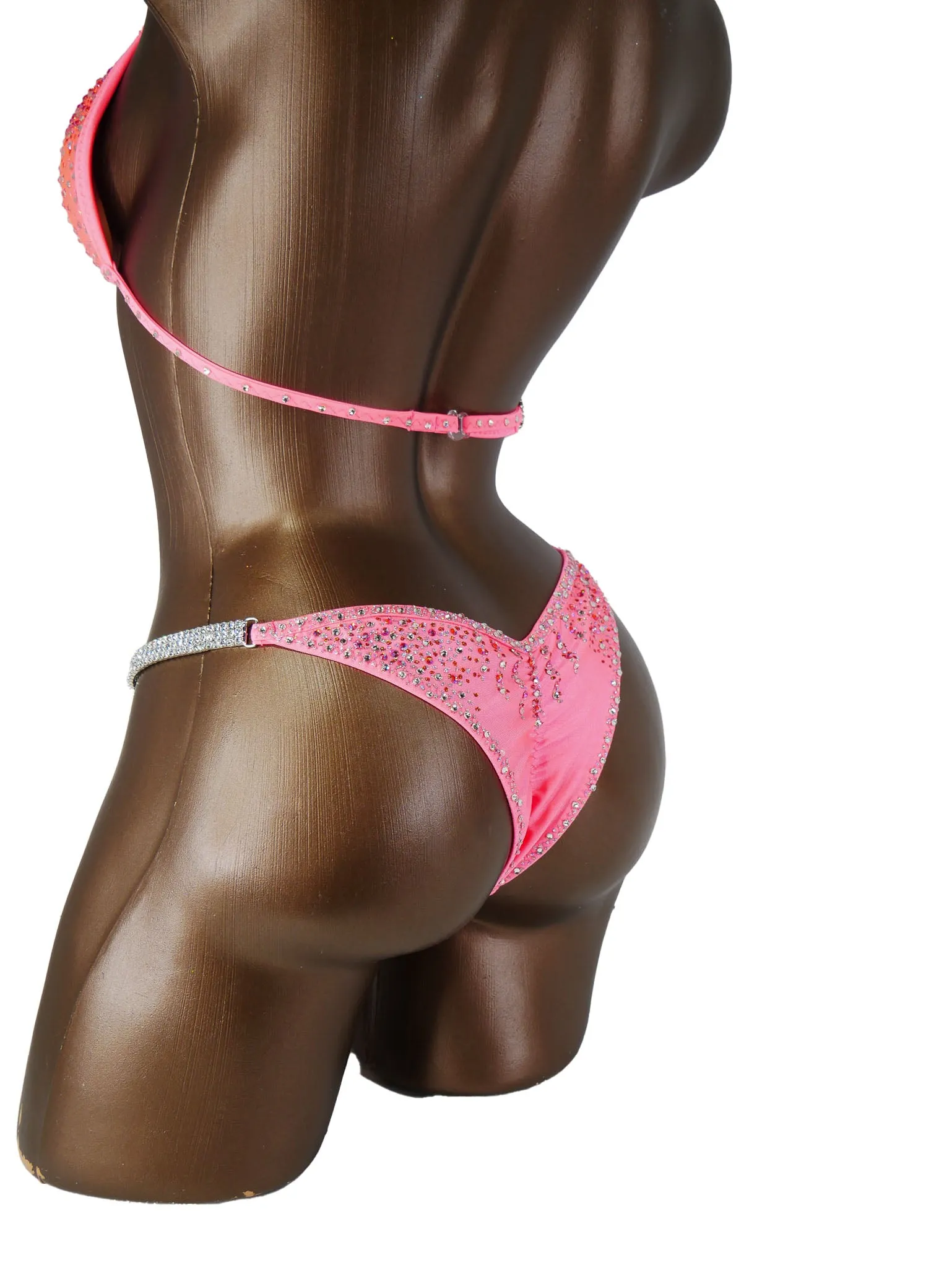 Ready Made Light Coral Sunset Satin Spandex Bikini Suit