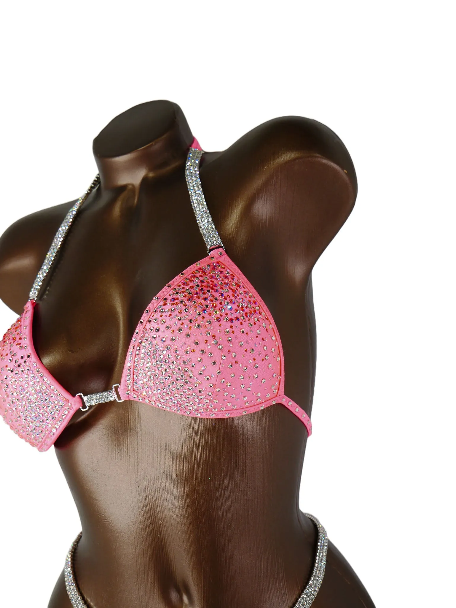 Ready Made Light Coral Sunset Satin Spandex Bikini Suit