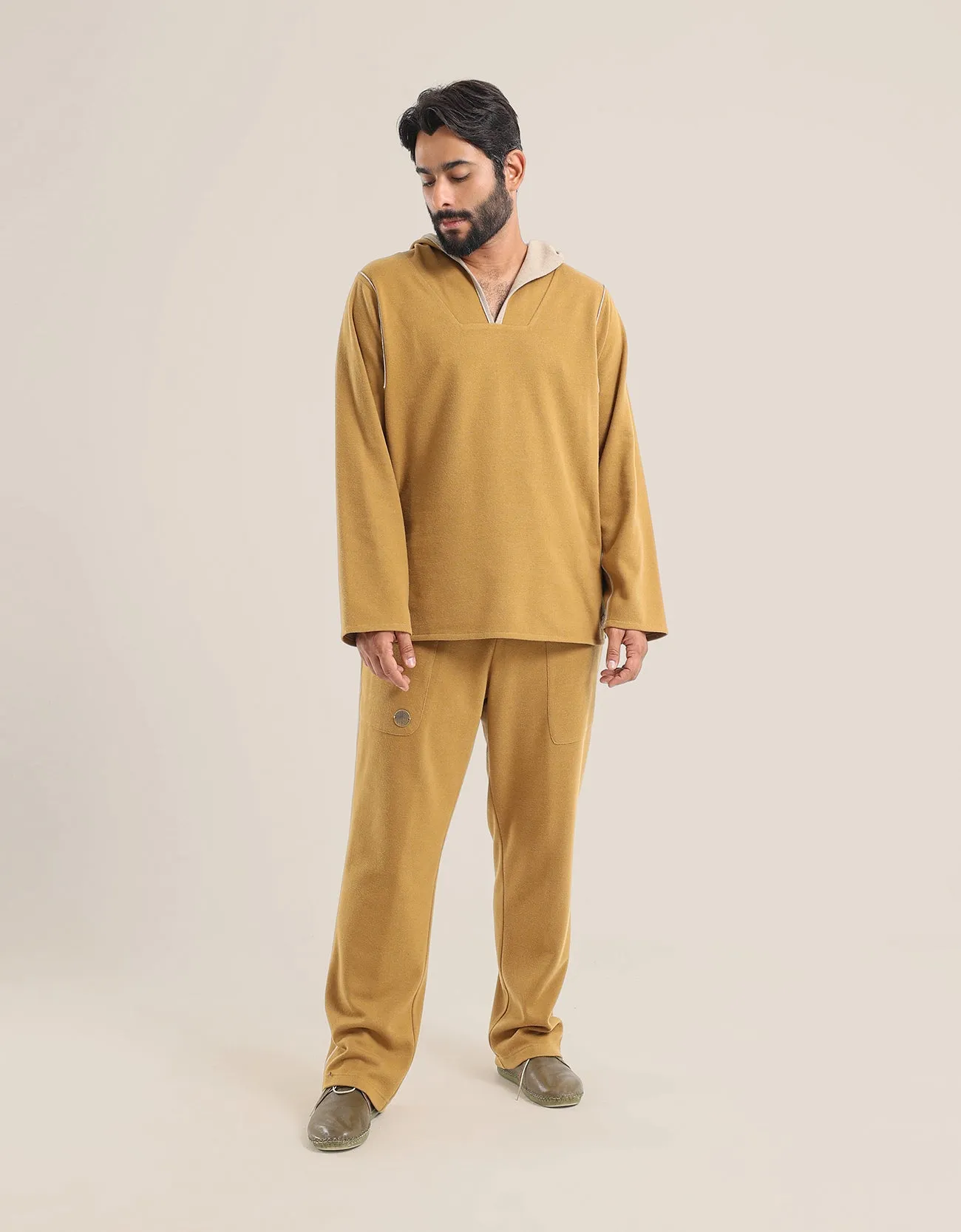 Reversible straight leg pants with elastic waistband