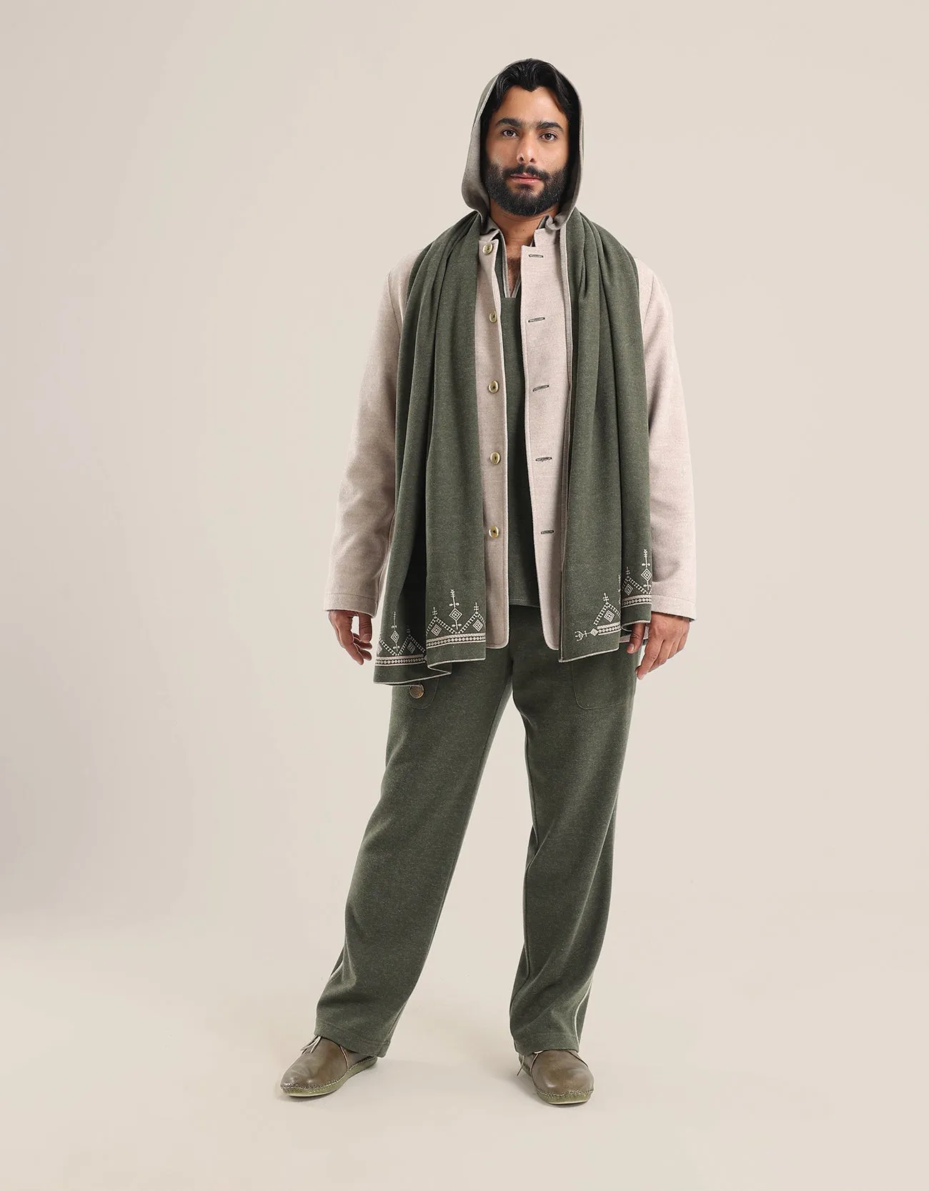 Reversible straight leg pants with elastic waistband