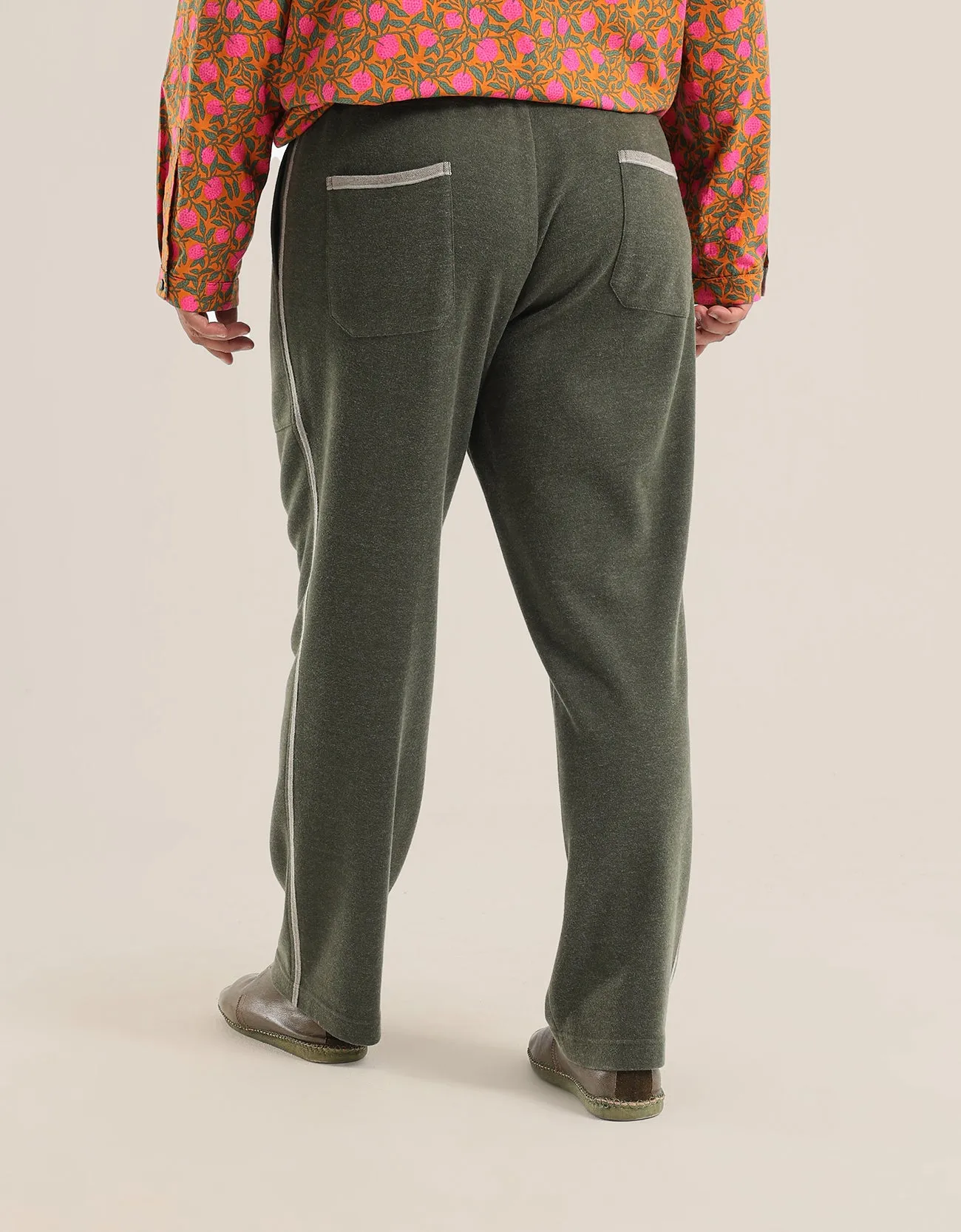 Reversible straight leg pants with elastic waistband