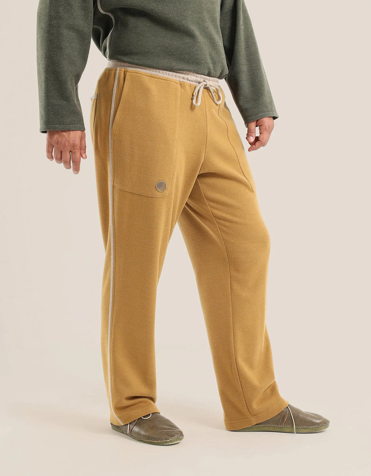 Reversible straight leg pants with elastic waistband