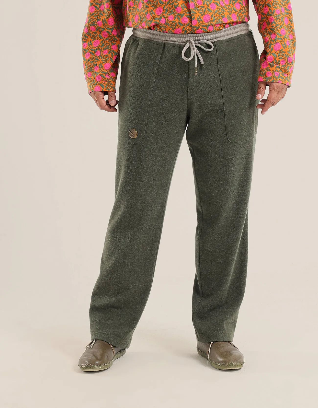 Reversible straight leg pants with elastic waistband