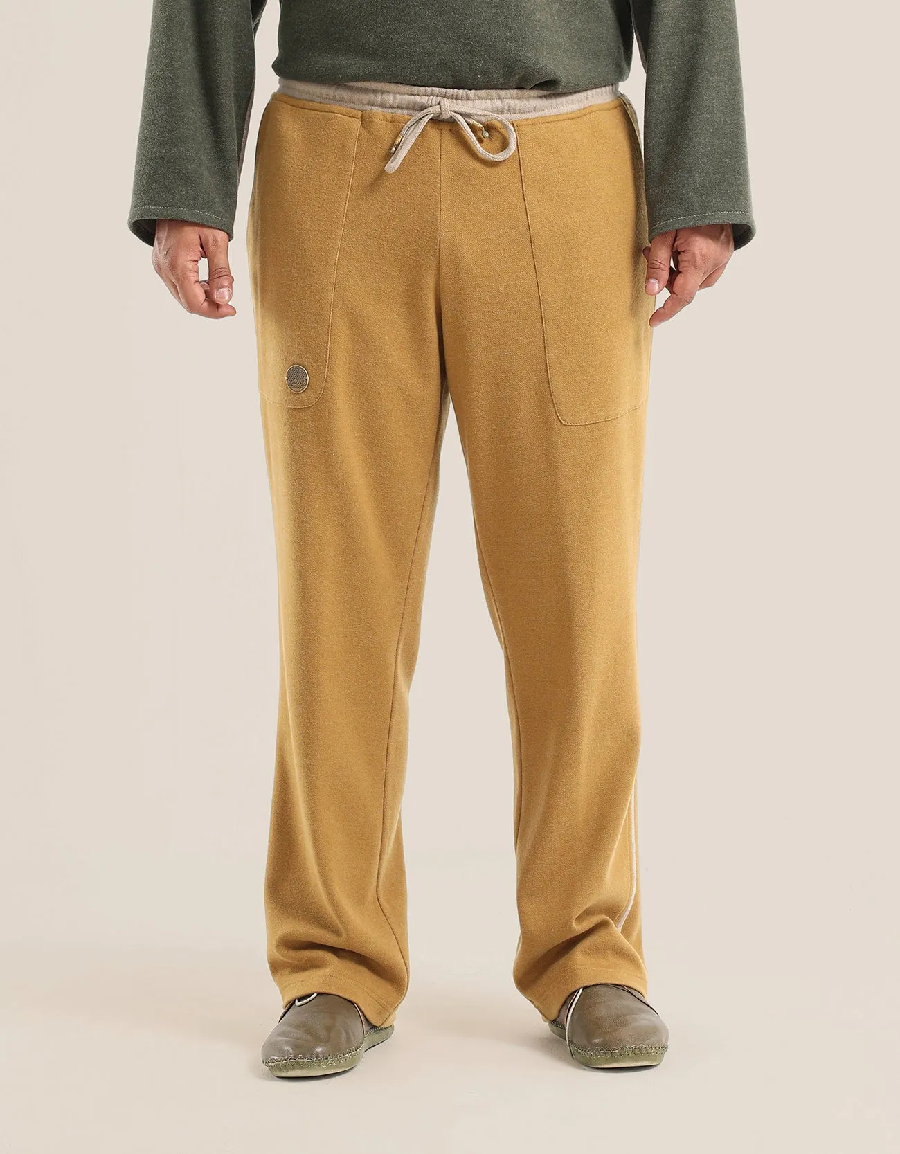 Reversible straight leg pants with elastic waistband