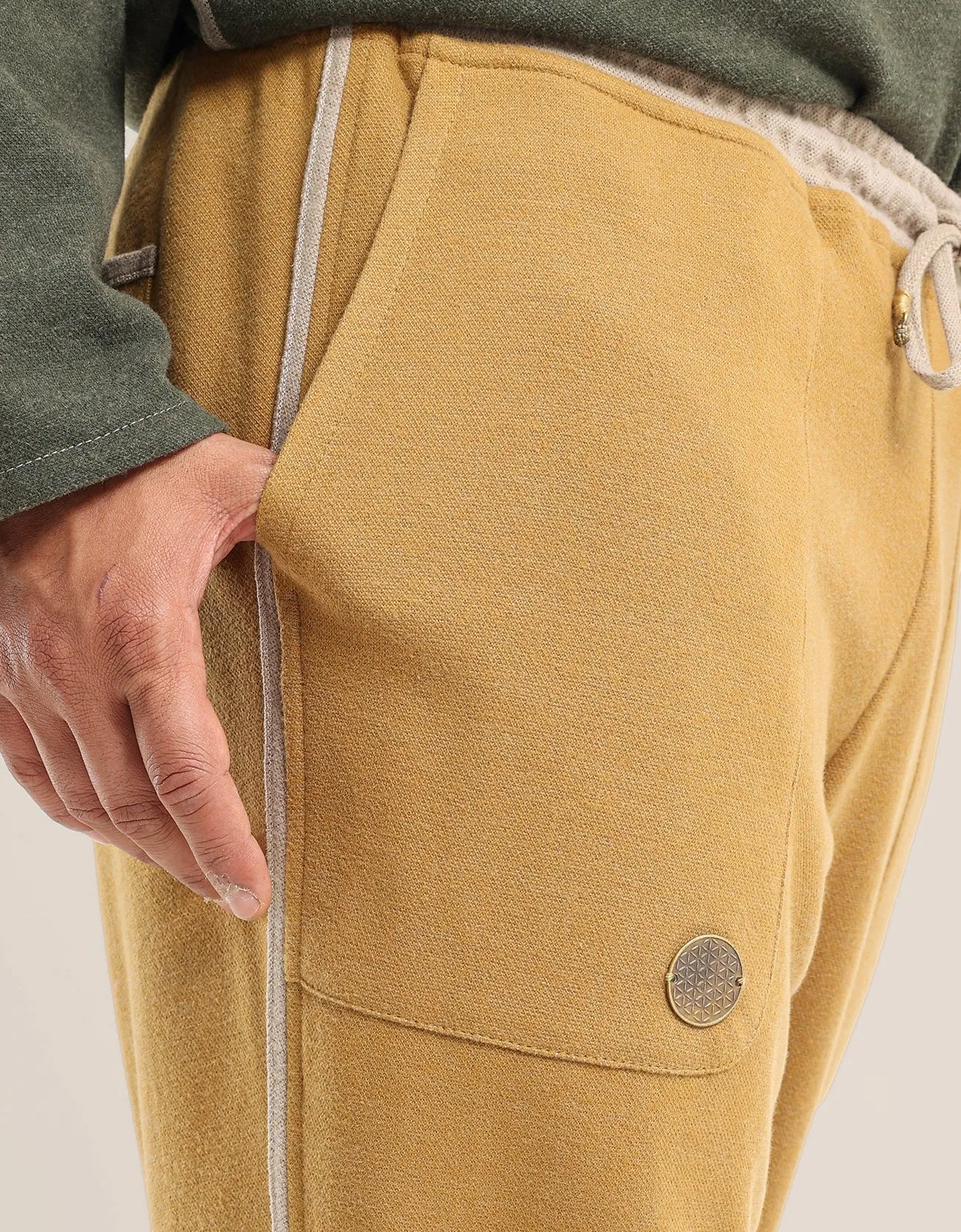 Reversible straight leg pants with elastic waistband