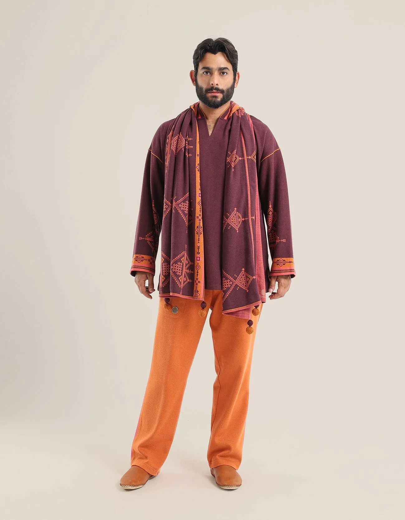 Reversible straight leg pants with elastic waistband